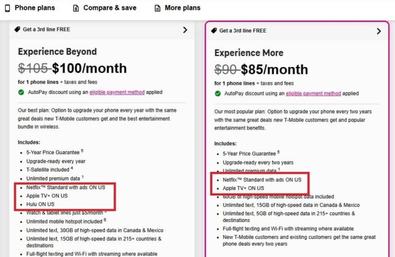 T-Mobile plans that include Apple TV plus.