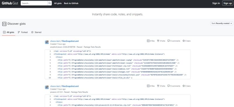 Viewing the latest Gists on GitHub.