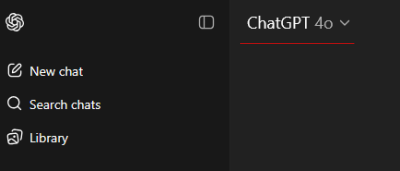 Older model view in ChatGPT on PC.