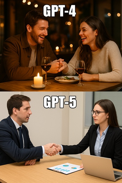 Visual difference between ChatGPT 4o and ChatGPT 5.