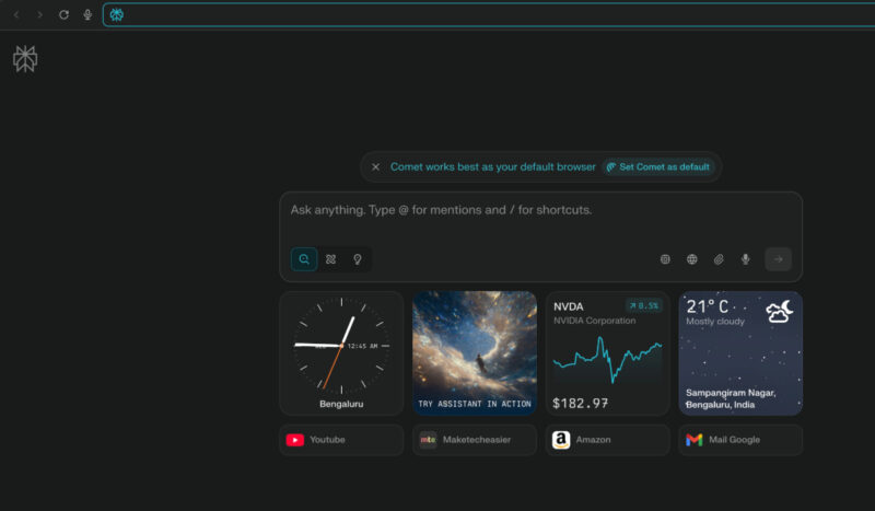 Screenshot showing Comet Design