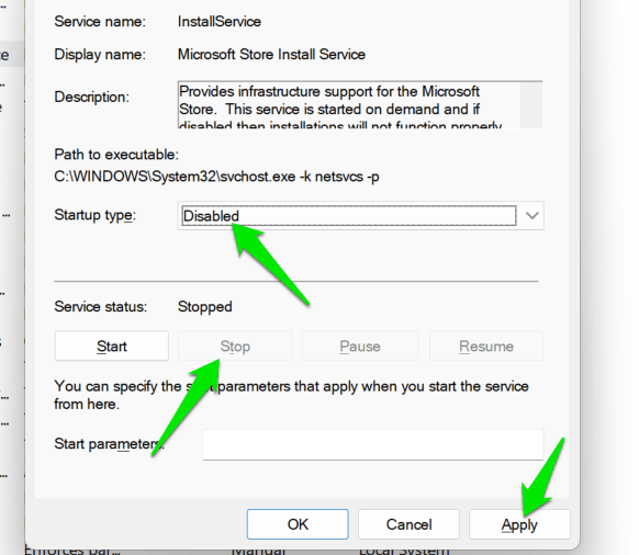 Disabling Installservice in Windows Services