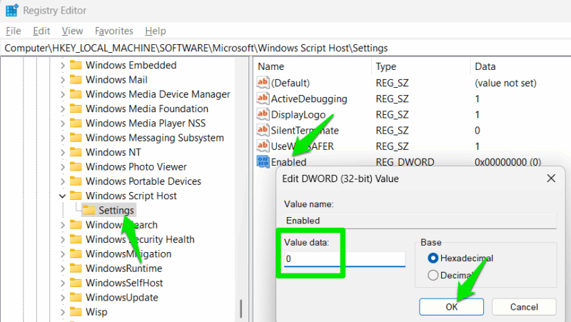 Windows Registry creating DWORD value