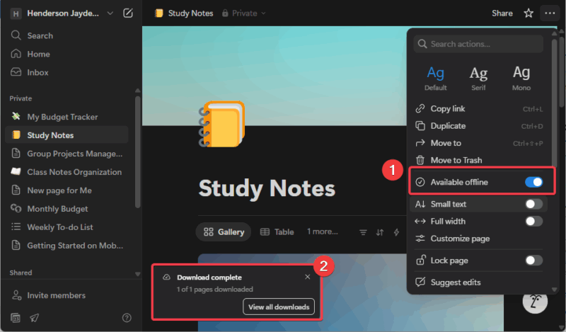 Download Notion Page For Offline Use