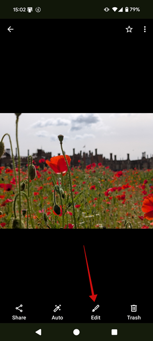 Pressing "Edit" button on image in Gallery app. 