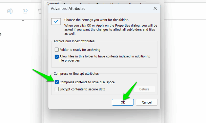 Enabling folder compression in Windows