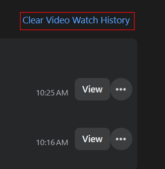 Pressing "Clear Video Watch History" to delete your entire video watch history on PC.