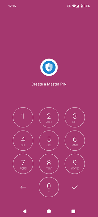 Setting up a master PIN in AppLock app on Android. 