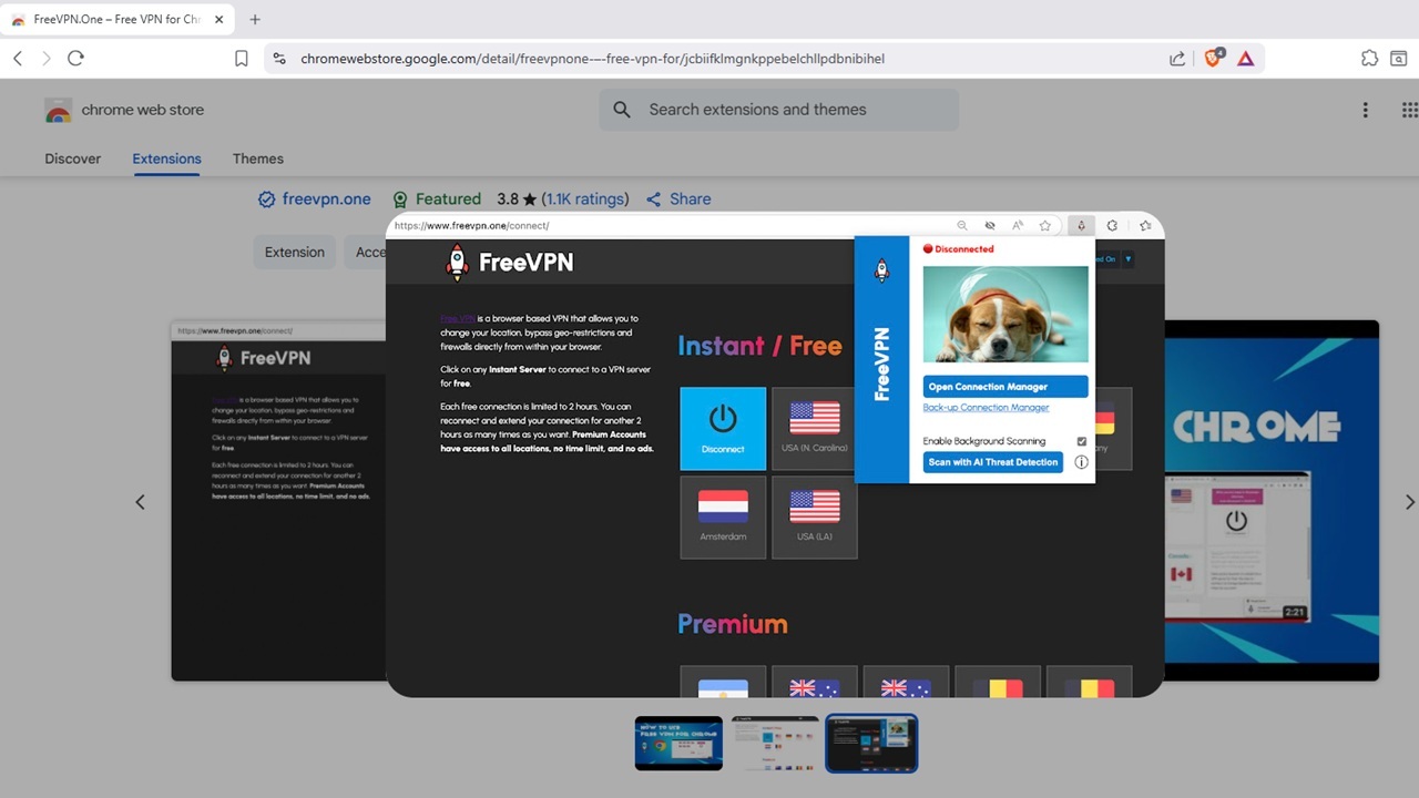 FreeVPN.One in the Chrome Web Store.