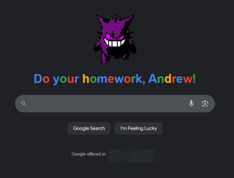 Customizing Google home page with Sweezy Custom Doodle for Google. 