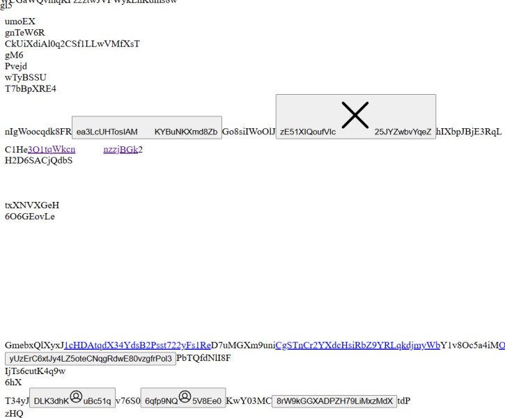 Webpage view with Change Chrome into Gibberish extension installed. 