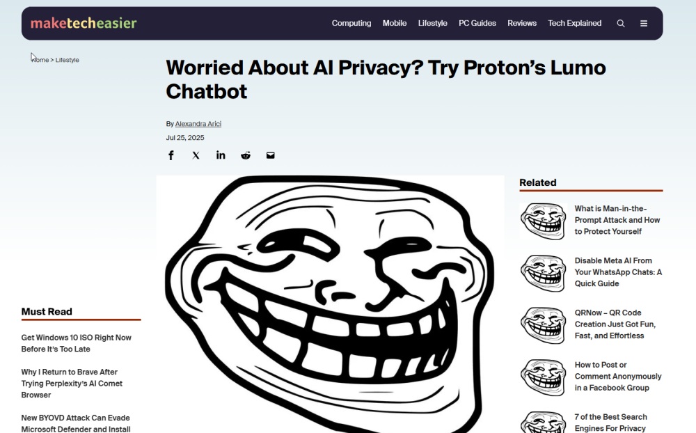 Webpage with TrollFace Everywhere extension applied. 