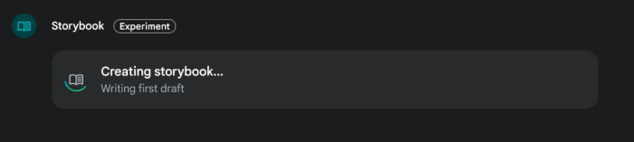 Gemini creating storybook on the web.