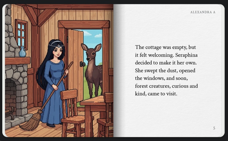 Gemini storybook using Pixel art style. 