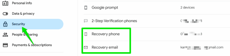 Google Account Recovery Options