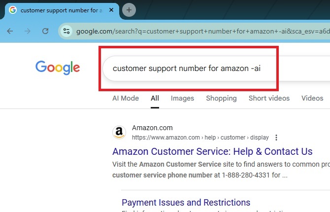 Turning off AI search in Google.