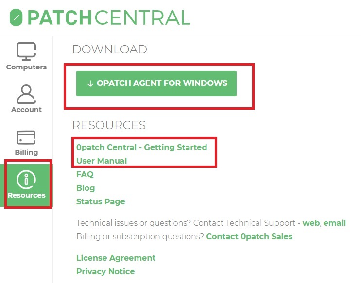 Downloading the 0Patch desktop tool.