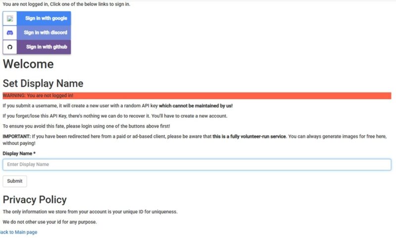 Signing up with AI Horde.
