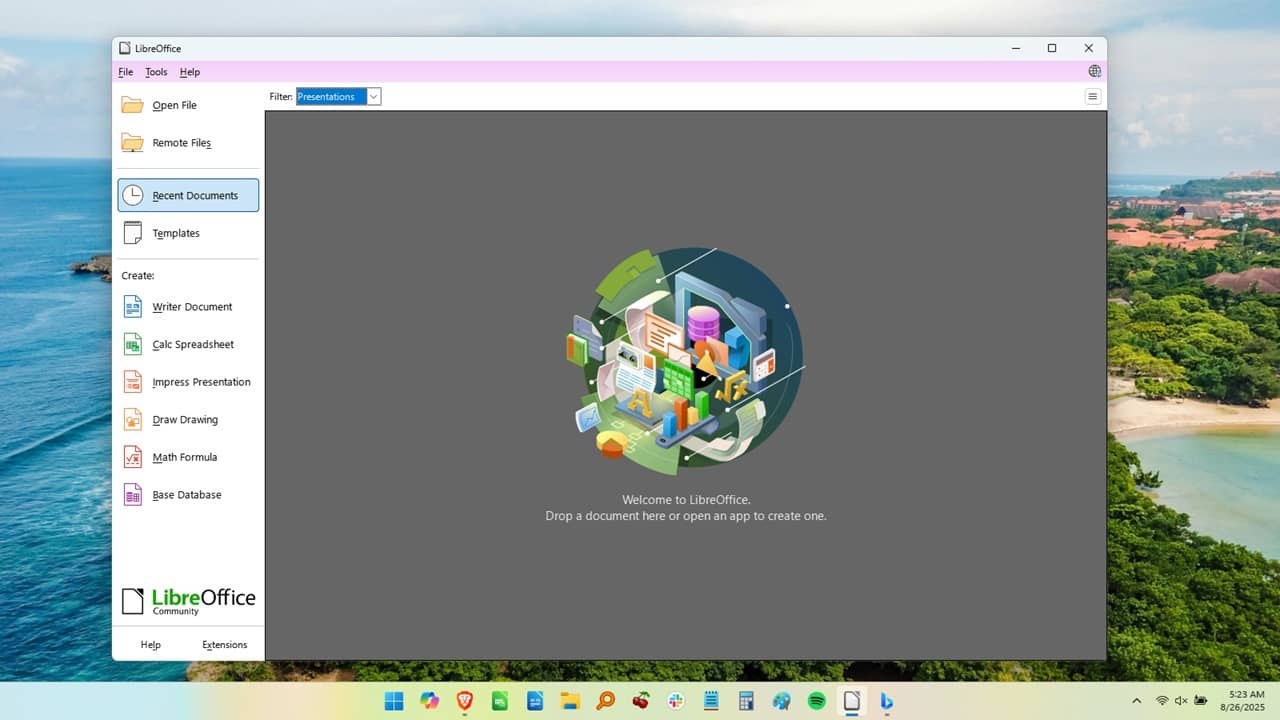 Using LibreOffice in Windows.