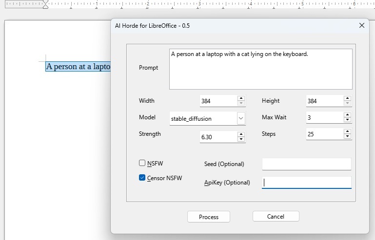 Setting AI image options.