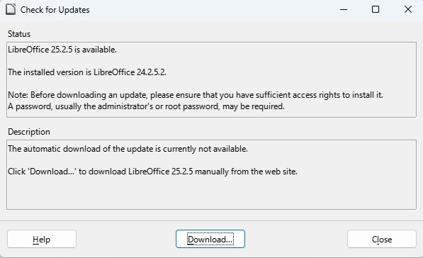 Updating LibreOffice.