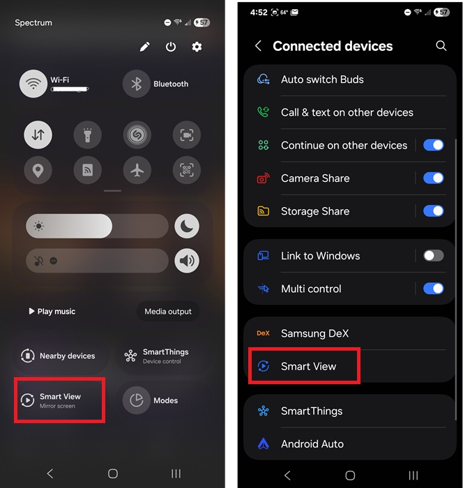 Using Smart View on Android.