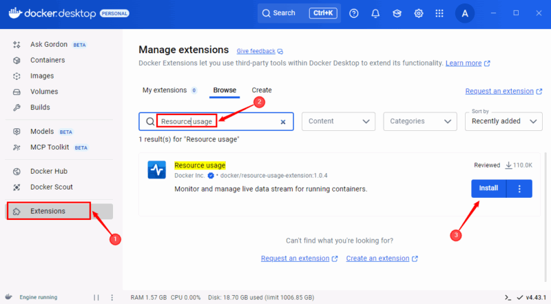 Install Resource Usage Extension