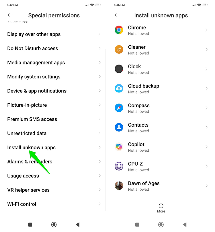 Install Unknown Apps permission on Android with list of apps