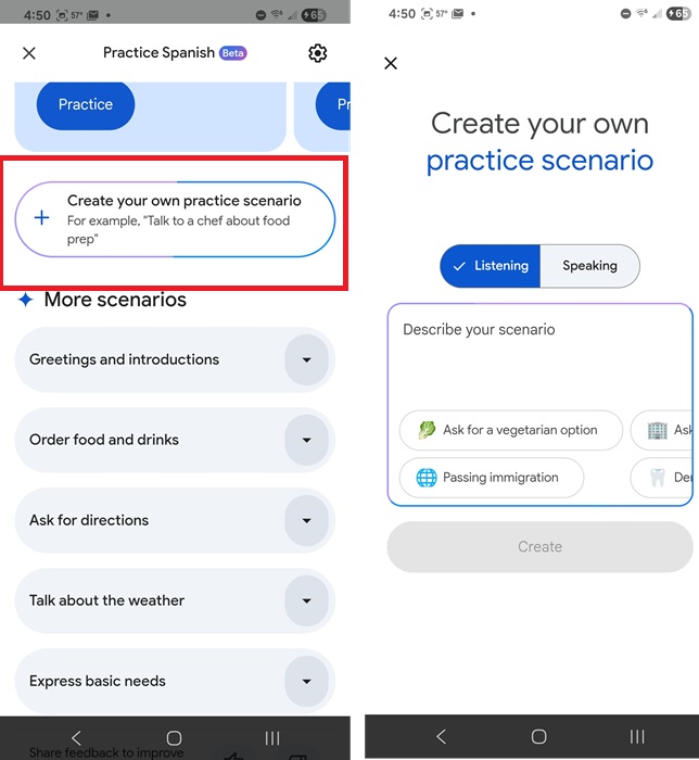 Creating a custom scenario to practice.