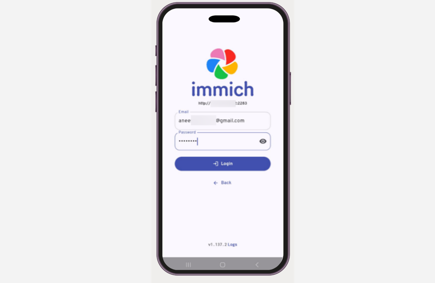 Login Immich Mobile