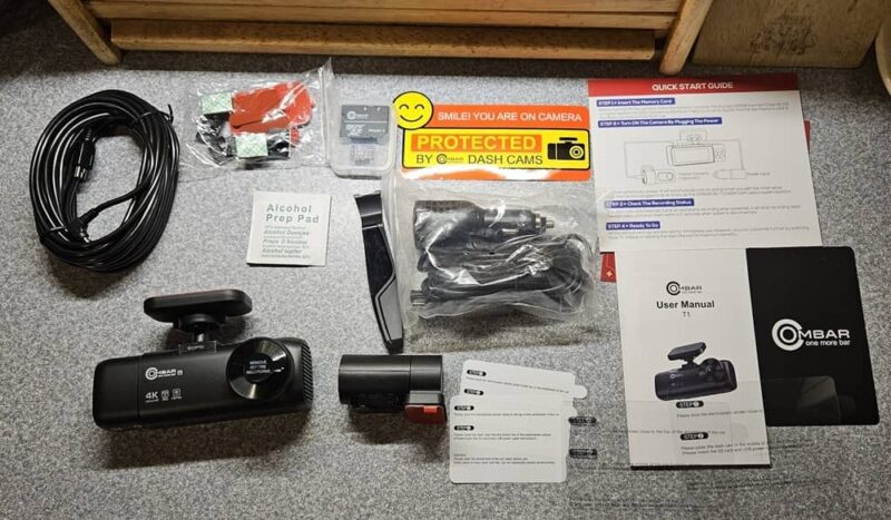 All OMBAR T1 4K dash cam accessories.