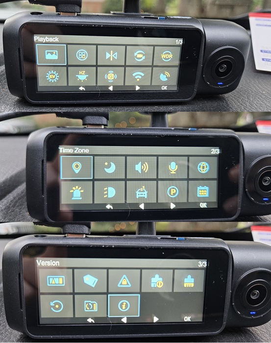 Viewing the dash cam menus.