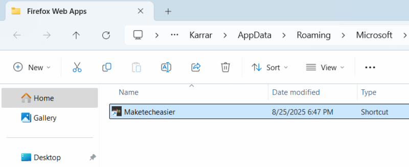 maketecheasier web app in file explorer