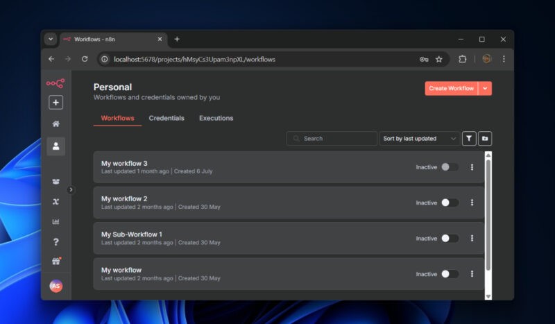 N8n workflows in home