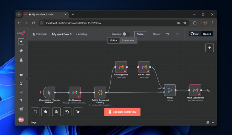 N8n workflow editor