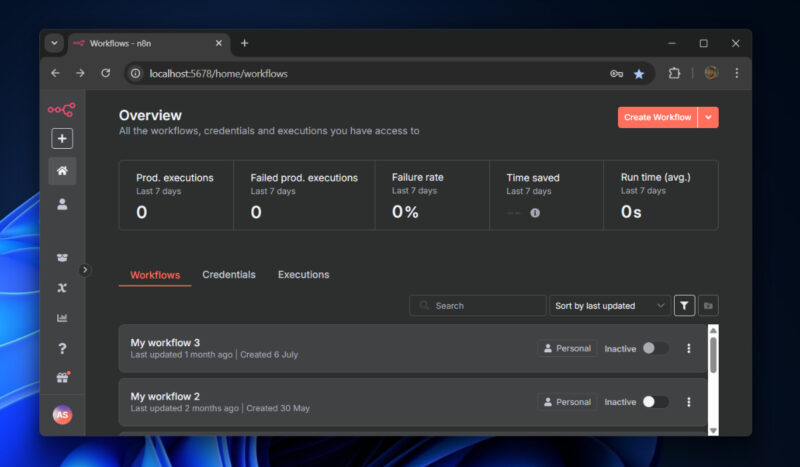 N8n Workflows in Homepage