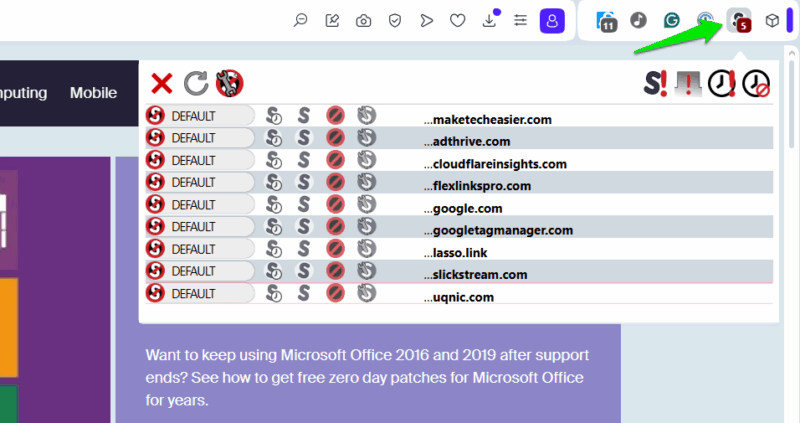 NoScript extenion on maketecheasier.com