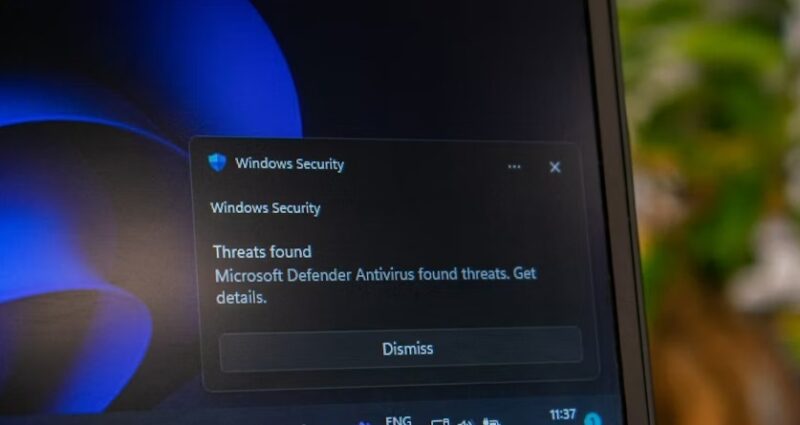 Threat warning from Microsoft Defender.