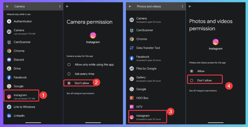 Revoke Camera And Photo Video Access