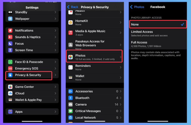 Revoke Facebook Access To Media And Camera Ios