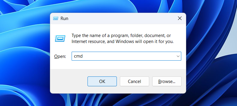 Run Dialog with cmd