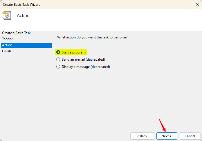 Select Action To Be Performed