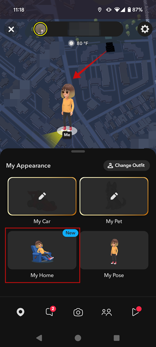 Setting your home location in Snapchat app. 