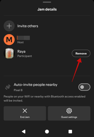 Removing guest from Jam in Spotify app. 