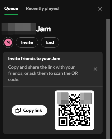Sharing options in Spotify desktop app. 