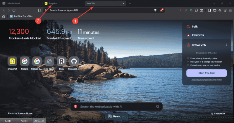 Start Recording From New Tab