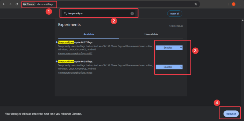 Temprarily Unexpire M137 M138 Flags