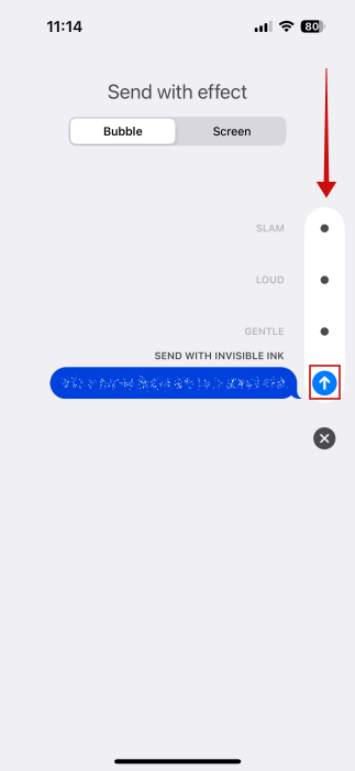 Adding text bubble effect on message in Messages app on iPhone. 