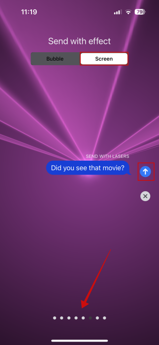 Trying full on-screen effects in Messages app on iPhone. 