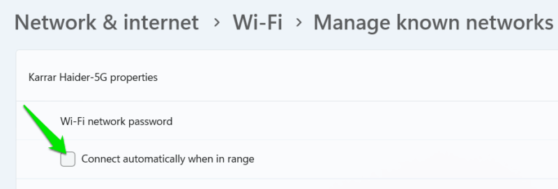 Turning Off Automatic Network Connection in Windows 11